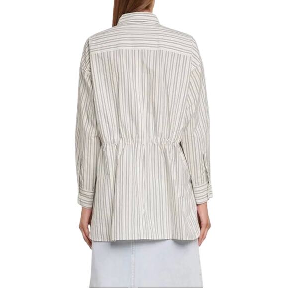 Isabel Marant Ajady Striped Button Down Shirt Women's 36 Organic Cotton Utility - Picture 2 of 16